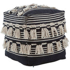 Black and White Shaggy Pouffe | Cefena