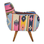 Multi Coloured Fabric Chair with Mango Wood Legs | Cefena