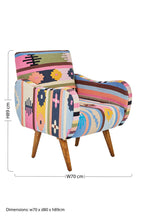 Multi Coloured Fabric Chair with Mango Wood Legs | Cefena