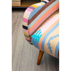 Multi Coloured Fabric Chair with Mango Wood Legs | Cefena