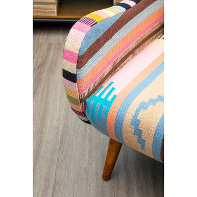 Multi Coloured Fabric Chair with Mango Wood Legs | Cefena
