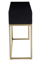 Black and White 2 Drawers Warm Metallic Finish Console Table with Gold Knob Handle | Dumas