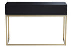 Black and White 2 Drawers Warm Metallic Finish Console Table with Gold Knob Handle | Dumas