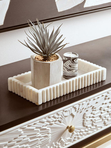 Black and White 2 Drawers Warm Metallic Finish Console Table with Gold Knob Handle | Dumas
