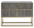 Grey and Gold Warm Metallic Finish Shagreen Effect 4-Drawer Console Table with Knob Handle | Deskey