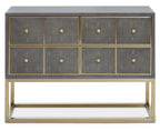 Grey and Gold Warm Metallic Finish Shagreen Effect 4-Drawer Console Table with Knob Handle | Deskey