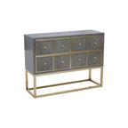 Grey and Gold Warm Metallic Finish Shagreen Effect 4-Drawer Console Table with Knob Handle | Deskey