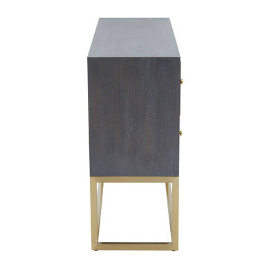 Grey and Gold Warm Metallic Finish Shagreen Effect 4-Drawer Console Table with Knob Handle | Deskey
