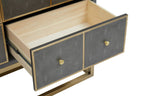 Grey and Gold Warm Metallic Finish Shagreen Effect 4-Drawer Console Table with Knob Handle | Deskey