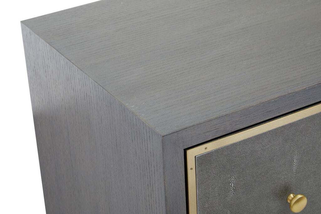 Grey and Gold Warm Metallic Finish Shagreen Effect 4-Drawer Console Table with Knob Handle | Deskey