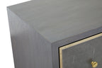 Grey and Gold Warm Metallic Finish Shagreen Effect 4-Drawer Console Table with Knob Handle | Deskey