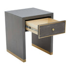 Grey and Gold Metallic Base Shagreen Effect 1-Drawer Side Table with Knob Handle | Deskey