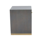 Grey and Gold Metallic Base Shagreen Effect 1-Drawer Side Table with Knob Handle | Deskey