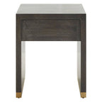 Grey and Gold Metallic Base Shagreen Effect 1-Drawer Side Table with Knob Handle | Deskey