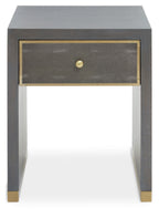 Grey and Gold Metallic Base Shagreen Effect 1-Drawer Side Table with Knob Handle | Deskey