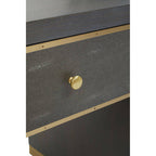 Grey and Gold Metallic Base Shagreen Effect 1-Drawer Side Table with Knob Handle | Deskey