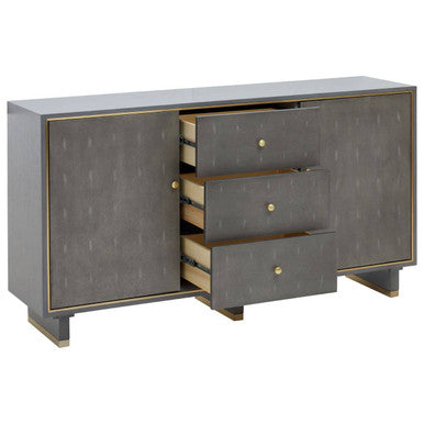 Grey Shagreen Effect Three Drawer Sideboard | Deskey