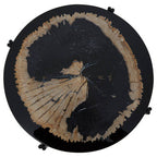 Black Petrified Wood Top Side Table with Cross-Base Legs, Relic