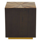Brown and Gold Ebony Bamboo Sunburst Top Side Table with Clean-Lined, Gabelle