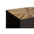Brown and Gold Ebony Bamboo Sunburst Top Side Table with Clean-Lined, Gabelle