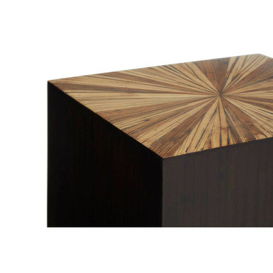 Brown and Gold Ebony Bamboo Sunburst Top Side Table with Clean-Lined, Gabelle