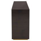 Brown and Gold Ebony Bamboo Sunburst Top Console Table with Clean-Lined, Gabelle