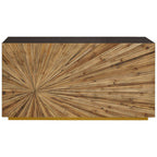 Brown and Gold Ebony Bamboo Sunburst Top Console Table with Clean-Lined, Gabelle