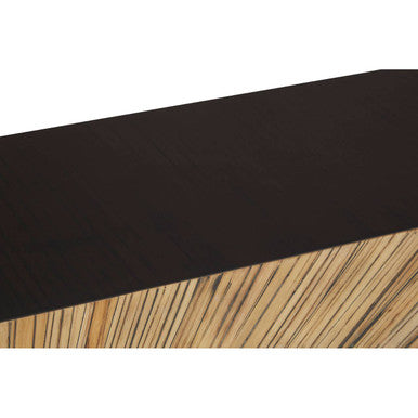 Brown and Gold Ebony Bamboo Sunburst Top Console Table with Clean-Lined, Gabelle