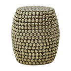 Gold Finish Interlinked Beaded Iron Stool and Side Table | Templar