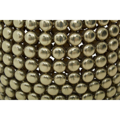 Gold Finish Interlinked Beaded Iron Stool and Side Table, Templar
