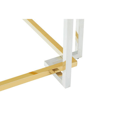 Clear Tempered Glass Top Coffee Table with Silver and Gold Stainless Steel Base | Elino