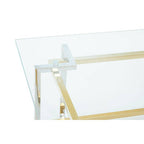 Clear Tempered Glass Top Coffee Table with Silver and Gold Stainless Steel Base | Elino