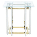Clear Tempered Glass Top Side Table with Silver and Gold Stainless Steel Base | Elino
