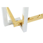 Clear Tempered Glass Top Side Table with Silver and Gold Stainless Steel Base | Elino