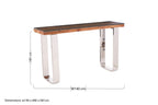 Natural Wood and Clear Glass Top Console Table with Silver U-Shaped Metal Legs, Kerala