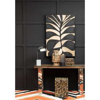 Natural Wood and Clear Glass Top Console Table with Silver U-Shaped Metal Legs, Kerala