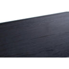 Black Wood and Clear Glass Top Console Table with Silver U-Shaped Metal Legs | Kerala