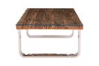 Natural Wood and Clear Glass Top Coffee Table with Silver U-Shaped Metal Legs, Kerala