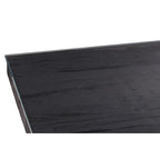 Black Wood and Clear Glass Top Coffee Table with Silver U-Shaped Metal Legs, Kerala