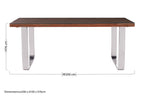 Natural Wood and Clear Glass Top Dining Table with Silver U-Shaped Metal Legs, Kerala