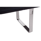 Large Black Pinewood and Clear Glass Top Dining Table with Silver U-Shaped Metal Legs, Kerala