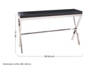 Black Wood and Clear Glass Top Console Table with Silver Crossed Legs | Kerala