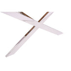 Square Natural Wood and Clear Glass Top End Table with Silver Cross Base | Kerala