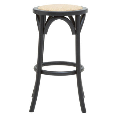 Black and Natural Rattan Stool | Corso