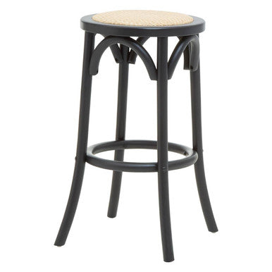 Black and Natural Rattan Stool | Corso