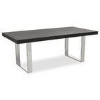 Rectangular Wooden Dining Table with Silver Finish Frame | Ulmus
