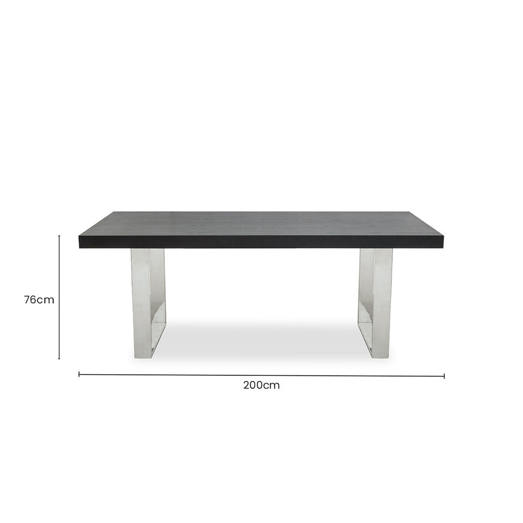 Rectangular Wooden Dining Table with Silver Finish Frame | Ulmus