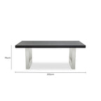 Rectangular Wooden Dining Table with Silver Finish Frame | Ulmus