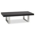 Rectangular Wooden Coffee Table with Silver Finish Frame | Ulmus