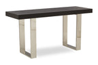 Natural Elm Wood Console Table with Silver Finish Frame | Ulmus